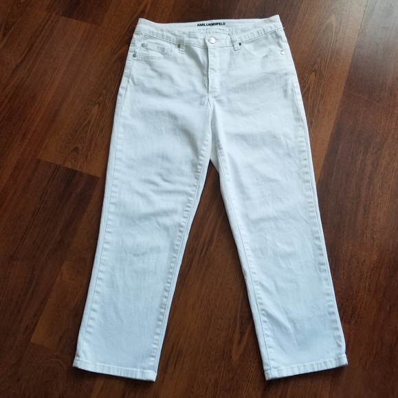 Karl Lagerfeld Paris White Classic 5 Pocket Crop Pant Sz 6 - Picture 2 of 16